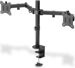 Podwójny biurkowy uchwyt na monitory z klipsem 15"-32", czarny