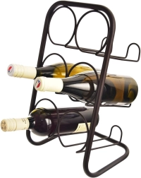 Czarny metalowy stojak na wino na 6 butelek