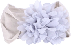 Dziecięca opaska z kwiatem - szara, szeroka