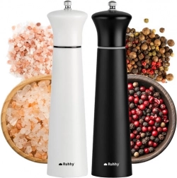 Zestaw ręcznych młynków do soli i pieprzu RUHHY, mechanizm ceramiczny, 22 cm