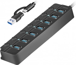 USB Hub LogiLink 7-portowy USB 3.2 Gen 1 czarny