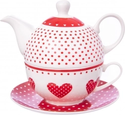 Porcelanowy zestaw do herbaty tea-for-one Serce Kropka, 3 części