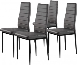 Nowoczesne krzesła jadalniane i salonowe z szarej ekoskóry z ergonomicznym oparciem