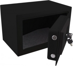 Sejf meblowy elektroniczny czarny ze srebrnym panelem 31 × 20 × 22 cm