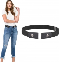 Elastyczny pasek do spodni bez klamry, regulowany, czarny