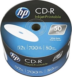 hp cd‑r 700 mb 52x z możliwością nadruku, spindle 50 szt.