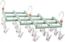 Składany wiszący suszarka z klamerkami, 19 klamerek, zielony