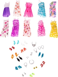 Zestaw ubranek i akcesoriów dla lalek - 43 elementy