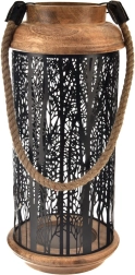 Świecznik z drewna mango i metalu, czarny, 40 cm