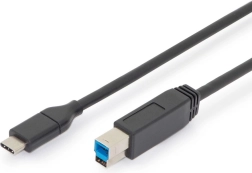 Przewód połączeniowy USB 3.0 typ C do B, SuperSpeed 5 Gbps, Power Delivery, 1,8 m, czarny