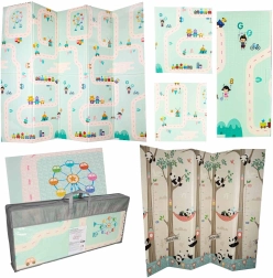 Składana piankowa dwustronna mata edukacyjna panda i drogi 180 × 200 cm