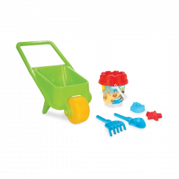 Taczka z akcesoriami do piaskownicy 5 sztuk - zielona, Pilsan