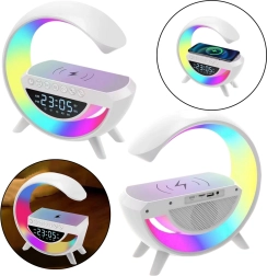 Wielofunkcyjna lampka nocna z budzikiem i ładowarką indukcyjną
