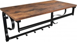 Nawieszana półka loftowa z wieszakami i drążkiem