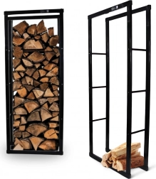 stalowy stojak na drewno kominkowe 150 cm – smukły design, malowany proszkowo