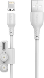 Magnetyczny kabel ładujący 3w1 FONENG X62, USB na USB‑C / Lightning / Micro USB, 1 m, biały