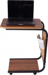 Mobilny stolik kawowy na kółkach / Boczny stolik kawowy na kółkach - ciemny kolor