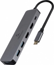 Adapter USB-C Rozdzielacz USB-C PD HDMI x2 USB 3.0x3