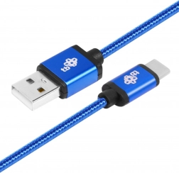 Niebieski kabel USB–USB‑C 1,5 m w oplocie