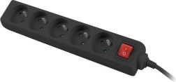 Przedłużacz Lanberg 3 m, czarny, 5 gniazd z wyłącznikiem