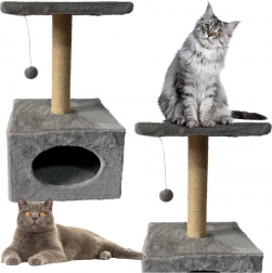 Drapak dla kotów z legowiskiem i wiszącą myszką