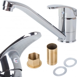 Elegancka chromowana bateria kuchenna z ramieniem jednouchwytowym