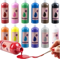 Farby plakatowe Maaleo – zestaw 12 kolorów 500 ml