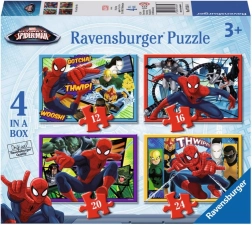 Puzzle dla dzieci Disney Spider-Man 4w1 – 12, 16, 20 i 24 elementy, 19×14 cm