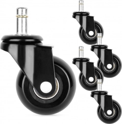 Gumowe kółka do krzesła biurowego 50 mm, trzpień 10 mm, zestaw 5 szt.