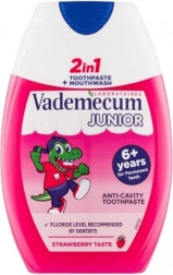 Vademecum Junior 2w1 truskawkowa pasta do zębów dla dzieci i płyn do płukania ust 75 ml