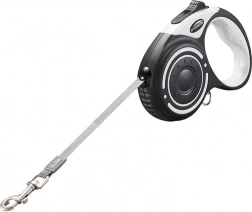 automatyczna smycz Dogness 5 m z latarką i pojemnikiem na worki (szara)