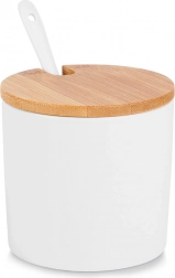 Ceramiczna cukiernica z bambusową pokrywką i łyżeczką 250 ml