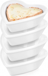 Porcelanowe miseczki w kształcie serca na przystawki 7,5 cm, 35 ml, 4 szt.