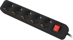Listwa przeciwprzepięciowa z przedłużaczem 5x gniazdo, 3 m, czarna