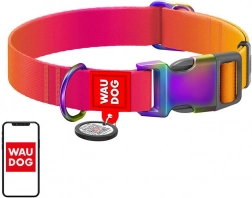 Nylonowa obroża dla psów z kodem QR WAUDOG gradient, pomarańczowa, rozmiar M