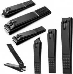 zestaw czarnych cążek do paznokci 3 szt. – duże, małe i skośne