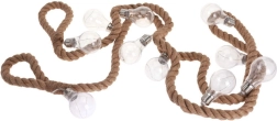 Girlanda świetlna na jutowym sznurze 3 m, 30 LED, 10 żarówek