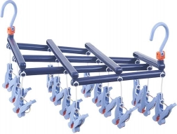 Składany suszak na pranie z klamerkami, 14 klipsów, ciemnoniebieski