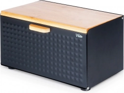 Chlebak z czarnego metalu i bambusa z podwójną pokrywą 35,5 × 22 × 20,5 cm Vilde