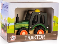 Drewniany traktor z gumowymi kołami