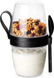 Vilde dwukomorowy kubek na jogurt ze sztućcami 800 ml