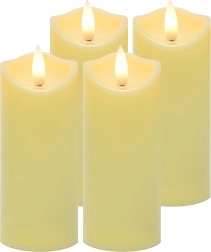 Ruhhy świeczka LED/wkład do lampionu 12,5 × 5 cm, ciepła biel, migoczący płomień (4 szt.)