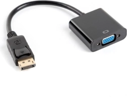 Adapter DisplayPort na VGA 15‑pin, męski na żeński, 10 cm, czarny
