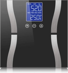 Analityczna waga osobista z LCD, szklana, do 180 kg – czarna