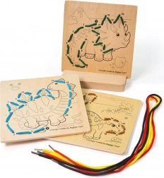 Bigjigs Toys Przewlekanie według liczb Dinozaury