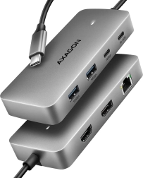 Axagon hmc-cub83x2 hub usb‑c 7w1, 10 gbps, hdmi 4k/144 hz, dp 8k/30 hz, glan, pd 100 w