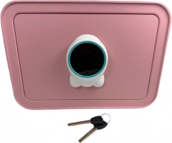 Różowy domowy i biurowy sejf na kod i klucz z wrzutnikiem