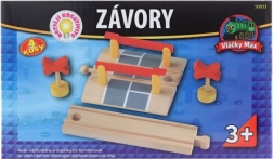 Przejazd kolejowy z rogatkami i znakami