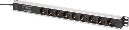 Listwa zasilająca rack DIGITUS PDU 9× Schuko z ochroną przeciwprzepięciową i filtrem EMI/RFI, 620 mm