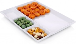 Biała porcelanowa talerz dzielony 26,5 × 20 cm